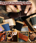 Heavy Duty Leather Stitching Kit With 32 Yards Waxed Thread, 8 Upholstery Needles, Long Curved And J Shaped Needles displayed