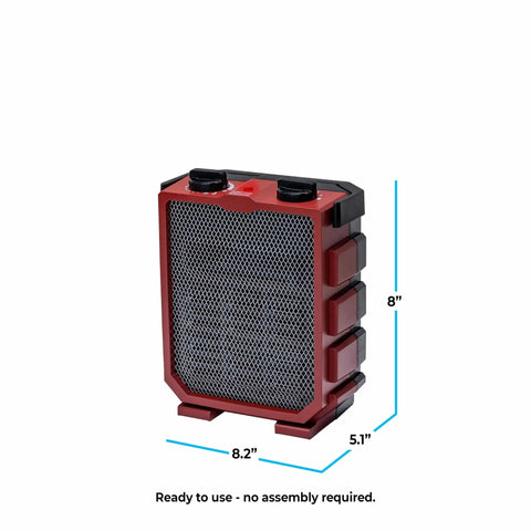 1500W Ceramic Space Heater With Fan, Portable Electric Space Heater With Three Modes, Red, adjustable thermostat, front view