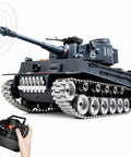 1:18 Tiger RC Tank With Metal Tracks That Shoot BB Pellets And Water Bombs, 45-Degree Climb, 2.4GHz Remote Control shown