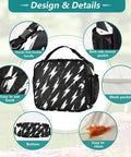 Retro Lightning Bolt Pattern Insulated Lunch Bag For Work School Travel On The Go Carrier With Thermal Insulation And Easy Clean Interior Durable Polyester Keeps Meals Fresh All Day, 11.2x3.5x9.8 in