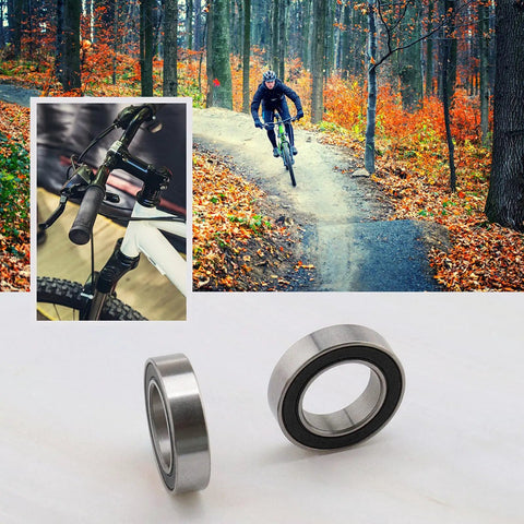 Two Pack 17287-2RS Deep Groove Ball Bearings 17x28x7mm Steel With Black Sealed Covers For Cycling MTB Mountain Road Bikes