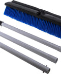 No Nonsense Commercial Floor Sweep With Integrated Squeegee Includes Sixty Inch Three Piece Aluminum Handle And 24 Inch Broom Head.