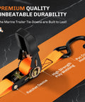 Boat Trailer Transom Tie Down Straps, Heavy Duty 1 Inch By 4 Feet, Retractable Ratchet Straps With Quick Release Buckle