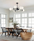 Heavy Duty Matte Black M14 Threaded Extension Rods With 7.9 And 11.8 Inch Light Fixture Downrods For Chandeliers No Sweat Install Killer Modern Design Guaranteed in stylish dining room.