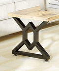 Side view of Black 28 Inch Metal Table Legs Heavy Duty DIY Industrial Desk And Dining Table Supports With Floor Protectors