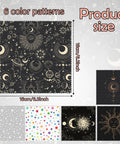 6-pack microfiber eyeglass cleaning cloths (6.3x6.3 in) with sun, moon, and star celestial patterns.