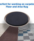 Close-up of Heavy Duty Carpet Furniture Sliders, 8 Pack, 5 Inch Round Moving Pads for Big Furniture over different carpet types.