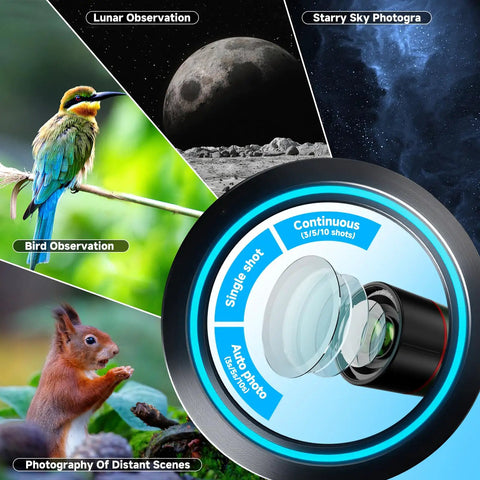 Portable Auto Focus Refractor Telescope With 4K Astrophotography Camera Dual Internal And External Screens Digital Spotter features