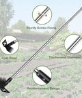 Long Handle Weed Puller Tool 60 Inch Two In One Garden Rake And Hoe with stainless steel handle and cast steel head in garden