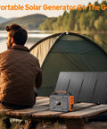 Power Station 300W Solar Generator 280Wh Portable Outdoor Power Bank With 110V AC Outlets Pure Sine Wave DC USB QC3.0 beside tent