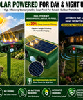 Two Pack Solar Ultrasonic Animal Repeller For Garden Outdoor Waterproof IP65 Motion Sensor Deterrent on stake with solar panel