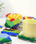 Easy To Use Punch Needle Coaster Kit For Beginners With Embroidery Tools Set DIY Craft Supplies 8 Landscape Pattern Projects