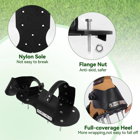 Lawn Aerator Shoes For Grass That Make Aeration A Breeze Easy On Buckle Spike Shoes For Lawn And Garden With Wrench features