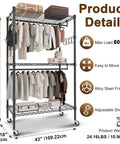 Clear View Clothes Closet With 3 Way Zipper Front, Heavy Duty Epoxy Metal Frame, Locking Wheels, Dustproof Moisture Guard