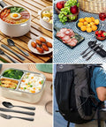 Grab And Go 4 Piece Stainless Steel Travel Utensils Set with Reinforced Buckle Case for Camping, Work, or School, Black.
