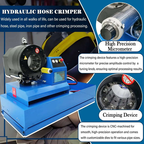 Portable Hydraulic Hose Crimper One Quarter Inch To Two Inch High Pressure Vehicle Hose Crimping Machine 32 MPa With 13 Die Sets
