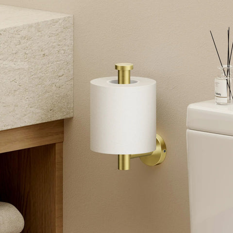 Stainless Steel Toilet Paper Holder Set 2 Pack Anti Rust Wall Mount Bathroom Accessory Brushed Gold Finish SUS304 Durable