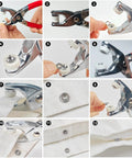 Step-by-step use of 200 Piece Metal Snap Fasteners Kit With Tool 9.5mm No Sew Open Ring Prongs Rustproof And Machine Washable