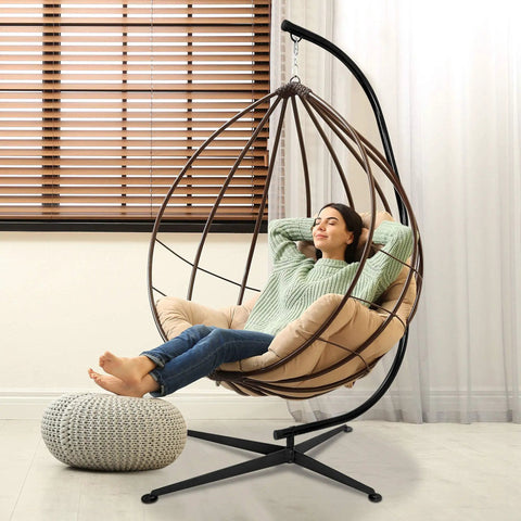 Heavy Duty Steel Hanging Chair Stand For Hammock Swing Chair Indoor Outdoor C Frame Stand With X-Shape Base in living room