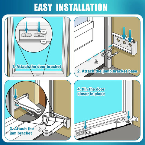 Storm Door Closer Kit With Brackets And Screws For Andersen Emco Larson Pella 40201 White Replacement Parts installation steps