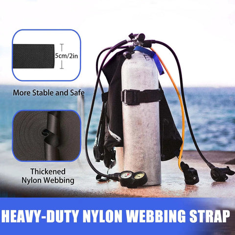 Scuba Diving BCD Tank Strap With Quick Release Cam Buckles And No Slip Pads Adjustable And Rugged Dive Tank Band in use