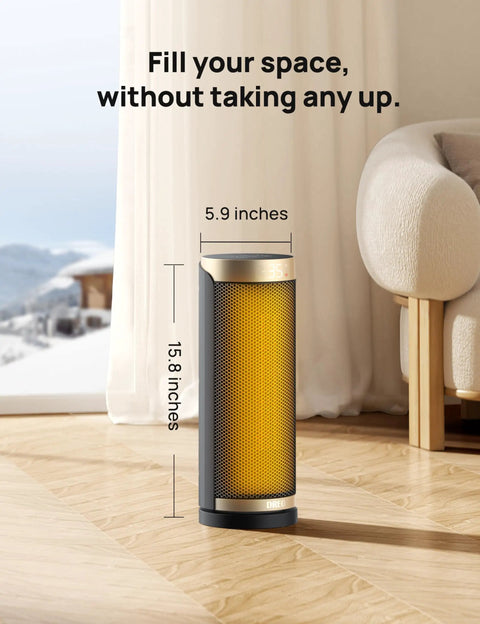 Space Heater With 1500W Power, Thermostat, 70 Degree Oscillation, Five Modes, Remote, 12 Hour Timer, Super Quiet Portable Heater