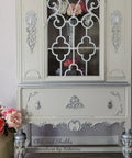 Elegant vintage cabinet finished in Sawmill Gravy Chalk Mineral Furniture Paint 32oz Matte Beige Finish For Diy Projects And Upcycling.