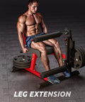 2-In-1 Leg Extension And Curl Machine For Home Gym with user performing leg extension on high-density foam rollers