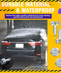 Car being washed, showcasing 100 Pack License Plate Screws 6mm By 16mm Slotted Hex Head Bolts, rustproof for front and rear plates.