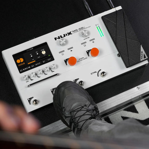 MG-50Li Multi Effects Pedal For Guitar And Bass With 14 Independent Signal Blocks 5 Hour Battery Life DeepImage Profiling in use