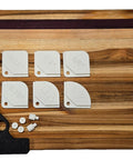 Professional Router Template And Corner Jig For Fine Trim Work features six interchangeable chamfer inserts on a wooden base.