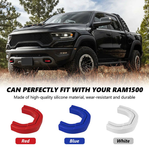 Custom Front Tow Hook Cover For RAM 1500 2019-2026 Red Hitch Cover Easy Install Not For RAM 1500 Classic Warlock 2500 3500