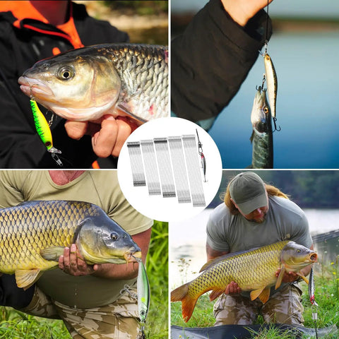 Premium Heavy Duty Steel Fishing Wire Leaders With Swivels 50 Piece Pre Rigged Anti Bite Tippet Kit for catching large fish.