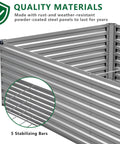 Galvanized Raised Garden Bed Kit For Outdoor Patio, Large 8x4x2 Ft Rectangular Metal Planter Boxes, Deep Root Bed, silver finish, corner view showing stabilizing bars.