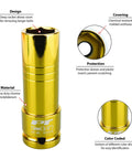 Half Inch Impact Drive Thin Wall Socket 19mm And Three Quarter Inch Gold Finish Built Tough With Chrome Molybdenum Color Coded