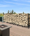 8Ft Firewood Rack With Cover For Outdoor Wood Storage Heavy Duty Beefy Steel Construction on deck holding logs