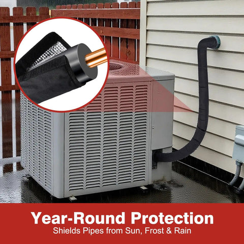Upgraded Three Layer HVAC Copper Pipe Insulation Cover For Outdoor AC Lines Wrap 72 X 10.2 Inches Protective Sleeve on unit