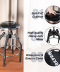 Heavy Duty Adjustable Hydraulic Shop Stool With 360 Degree Swivel For Garage Bar Seating, black soft PVC cushion