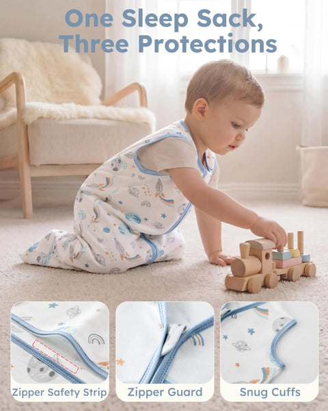 2 Pack Baby Sleep Sack 0-6 Months 0.5 Tog 100 Percent Cotton Wearable Blanket With 2-Way Zipper Lightweight Breathable Sleeping Sack