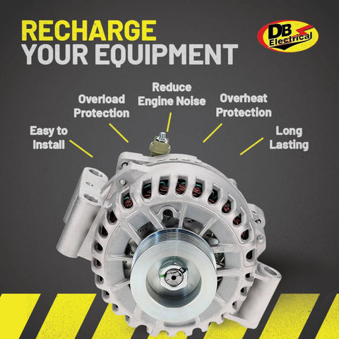 12V 135A High Output Alternator Replacement For Ford F-250 Super Duty 2003 To 2005 F-350 Super Duty 2003 To 2005 And E-350 Club Wagon 2004 To 2005 Replaces OEM 334-2610 334-2735A 335-1145 front view with installation benefits