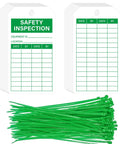 Top Shelf Safety Inspection Tags Paired With Adjustable Wire Ties For Quick Equipment Checks. 90 durable inspection tags with green ties.