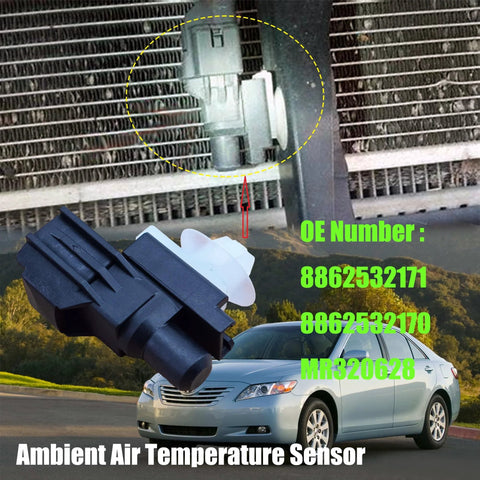 Ambient air temperature sensor (front view), black plastic with white mounting clip; Amazon-brand automotive part.