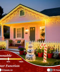 1620 LED 164ft Outdoor Christmas Lights Diamond Inspired Faceted Curtain String Lights With 360 Drops on house eaves