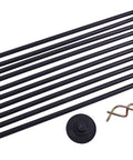 Heavy Duty Drain Clearing Kit With Flexible Snake Rods And Sturdy Rubber Plunger for Kitchen Sink, ten flexible rods and plunger.