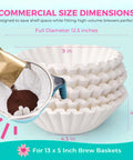 Extra Large Commercial Coffee Filters 12.5 x 4.5 For 1.5-3 Gallon Brewers No Ground Overflow And Big Batch Brewing Fits 13 x 5 Brew Baskets
