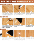 Instructional guide for Hella Effective 41 Piece Wood Furniture Repair Kit And Laminate Floor Scratch Fix Set featuring touch up markers and fillers.