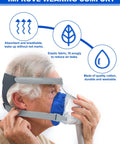 Senior using 24 Pack Full Face Mask Liners For Comfy Comfort And Leak Prevention Reusable Soft Cushions That Cut Air Leaks And Blisters