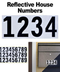 Reflective house numbers "1234" displayed on a 7164 Metro Bronze High Capacity Wall Mounted Locking Mailbox with Anti Pry Latch and 12 Wafer Disc Lock.