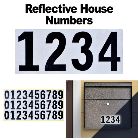 Reflective house numbers "1234" displayed on a 7164 Metro Bronze High Capacity Wall Mounted Locking Mailbox with Anti Pry Latch and 12 Wafer Disc Lock.