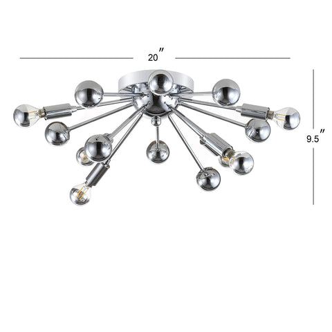 Chrome 20 Inch 7 Light Sputnik Flush Mount Ceiling Light Fixture Dope Contemporary Mid Century Style For Living Room Or Bedroom UL Listed LED Bulbs Included Easy Upgrade